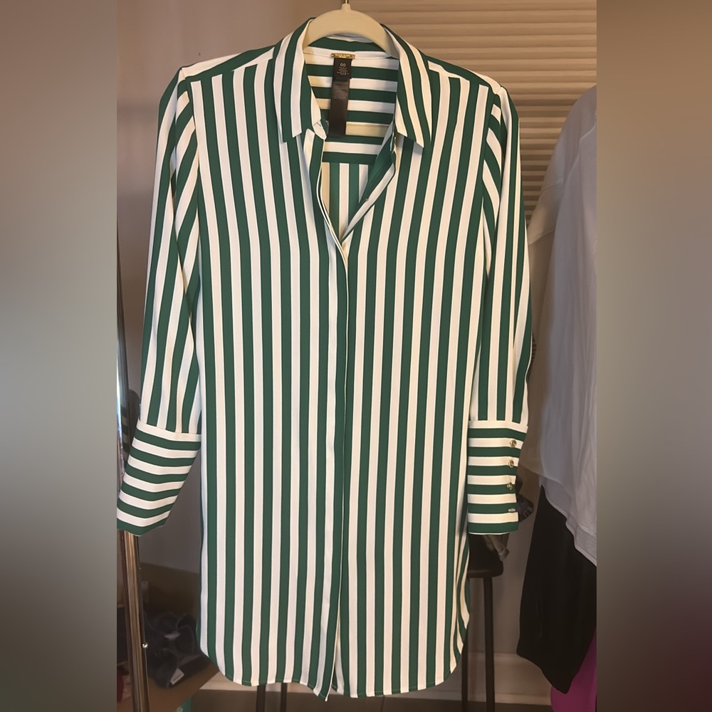 Black Label Green and White Striped Dress